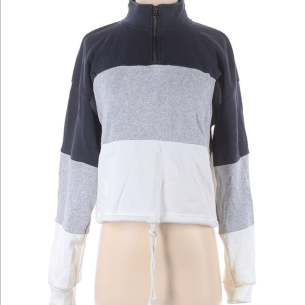 American Eagle Outfitters Size XS Color-block Sweatshirt Navy blue Grey & White